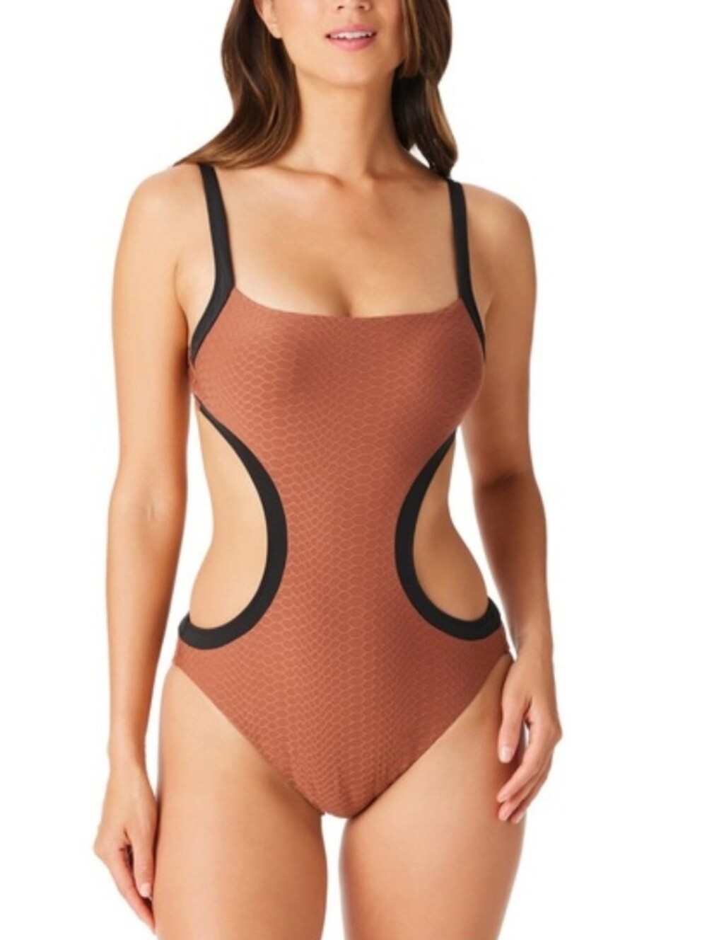 Sanctuary NWT Brown Snakeskin Cutout One Piece Swimsuit